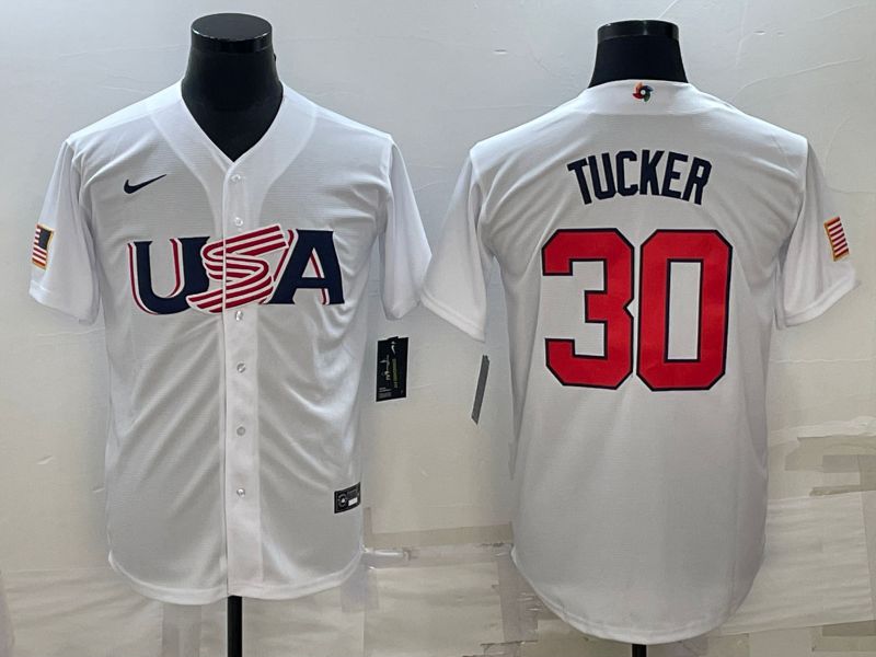 Men 2023 World Cub USA 30 Tucker White Nike MLB Jersey8